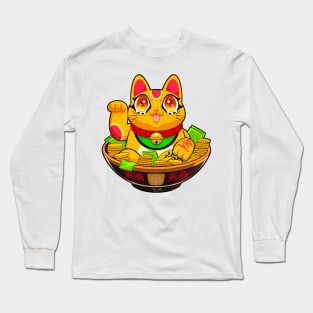 Cute Maneki Neko Ramen T-Shirt 4 Long Sleeve T-Shirt